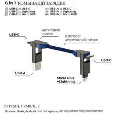Дата кабель 6in1 inCharge X 0,14m 100 W blue Rolling Square (X02WR) - Фото