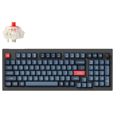 Клавіатура Keychron V5 Max Gateron Jupiter Red Knob Hot-Swap QMK Wireless/Bluetooth/USB-А UA Black (V5M-D1-UA)