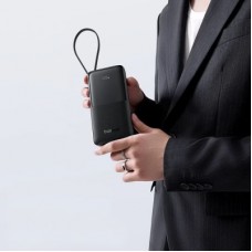 Батарея універсальна Baseus Bipow 2 Digital Display 10000 mAh 20 W with Built-in USB-C Cable Black (P10077101113-00) - Фото