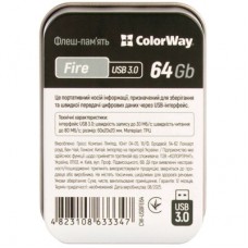 USB флеш накопитель ColorWay Fire 64 GB USB 3.0 Red (CW-USBFE64) - Фото