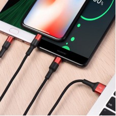 Дата кабель USB 2.0 AM to Lightning + Micro 5P + USB-C 1.0m Xpress one X26 black+red HOCO (6957531080282) - Фото