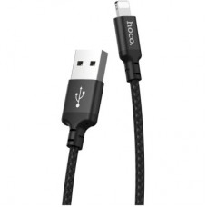 Дата кабель USB 2.0 AM to Lightning 1.0m 2 A nylon X14 black HOCO (6957531062820) - Фото