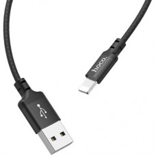 Дата кабель USB 2.0 AM to Lightning 1.0m 2 A nylon X14 black HOCO (6957531062820) - Фото