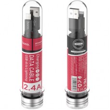 Дата кабель USB 2.0 AM to Lightning 1.0m 2 A nylon X14 black HOCO (6957531062820) - Фото