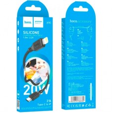 Дата кабель USB-C to Lightning 1.0m Cool silicone PD 20W X90 black HOCO (6931474788382) - Фото
