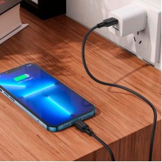 Дата кабель USB-C to Lightning 1.0m Cool silicone PD 20W X90 black HOCO (6931474788382) - Фото