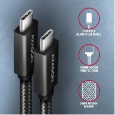 Дата кабель USB-C to USB-C 2.0m USB 3.2 Gen 2 PD 100W 5A 4K black AXAGON (BUCM32-CM20AB) - Фото