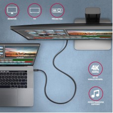 Дата кабель USB-C to USB-C 2.0m USB 3.2 Gen 2 PD 100W 5A 4K black AXAGON (BUCM32-CM20AB) - Фото