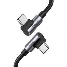 Дата кабель USB-C to USB-C 1.0m 100 W (20V/5A) 90° corner braided black UGREEN (70696) - Фото