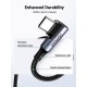 Дата кабель USB-C to USB-C 1.0m 100 W (20V/5A) 90° corner braided black UGREEN (70696)