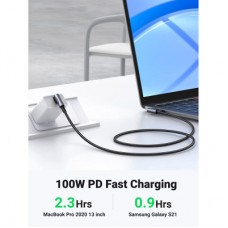 Дата кабель USB-C to USB-C 1.0m 100 W (20V/5A) 90° corner braided black UGREEN (70696) - Фото
