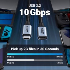 Дата кабель USB-C M/F 0.5m 5A USB 3.1 Gen2 10Gbps black UGREEN (80810) - Фото