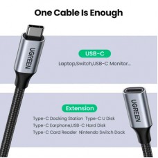 Дата кабель USB-C M/F 0.5m 5A USB 3.1 Gen2 10Gbps black UGREEN (80810) - Фото