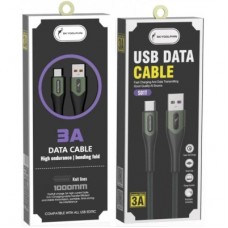 Дата кабель USB 2.0 AM to USB-C 1.0m 3A braided dark green SkyDolphin (USB-000582) - Фото