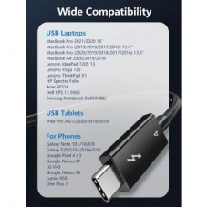 Дата кабель USB-C to USB-C 1.0m Thunderbolt 4 100W (20V/5A) 8K60Hz Cabletime (CA915422) - Фото