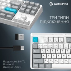 Клавіатура GamePro Asgard Ragnar Wireless/Bluetooth/USB UA White (MK285WH) - Фото