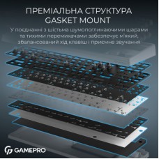 Клавіатура GamePro Asgard Ragnar Wireless/Bluetooth/USB UA White (MK285WH) - Фото