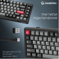 Клавіатура GamePro Asgard Yord Wireless/Bluetooth/USB UA Black (MK266BK) - Фото