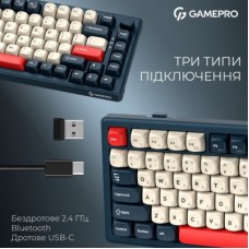 Клавіатура GamePro Asgard Yord Wireless/Bluetooth/USB UA Blue (MK266BL) - Фото