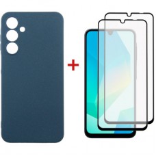 Чохол для мобільного телефона Dengos Samsung Galaxy A16 Carbon + glass 2 pcs (Blue) (DG-CTG2P-07) - Фото