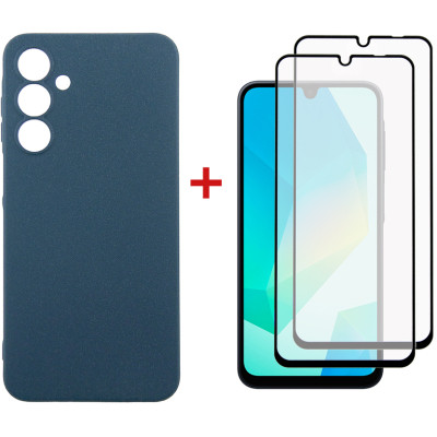 Чохол для мобільного телефона Dengos Samsung Galaxy A16 Carbon + glass 2 pcs (Blue) (DG-CTG2P-07)