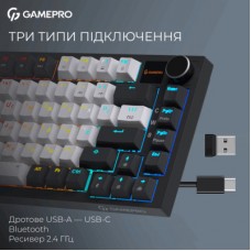 Клавиатура GamePro Asgard Valhalla Pro Rainy Switch Bluetooth/2.4G/USB USB White with display (MK160W-D-Pro) - Фото