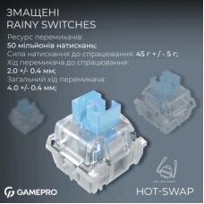 Клавиатура GamePro Asgard Valhalla Pro MK160B-D-Pro Rainy Switch Wireless/Bluetooth/USB UA Black (MK160B-D-Pro) - Фото
