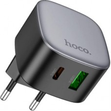 Зарядний пристрій HOCO CS32A Rise 1xUSB-C PD20W + 1xUSB QC 3.0 Black (6942007617451) - Фото