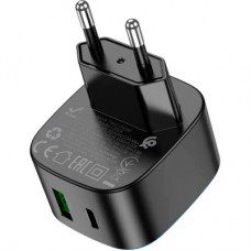 Зарядний пристрій HOCO CS32A Rise 1xUSB-C PD20W + 1xUSB QC 3.0 Black (6942007617451) - Фото