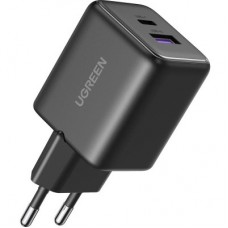 Зарядний пристрій UGREEN USB + USB-C GaN 30 W X516 black (65014) - Фото