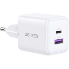 Зарядний пристрій UGREEN USB + USB-C GaN 30 W X516 white (65015) - Фото