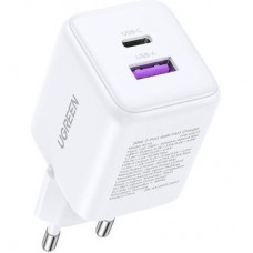 Зарядний пристрій UGREEN USB + USB-C GaN 30 W X516 white (65015) - Фото
