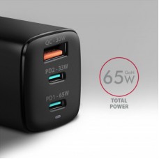 Зарядное устройство AXAGON 1xUSB + 2xUSB-C 65W QC4+ PD3.0 PPS black (ACU-DPQ65) - Фото