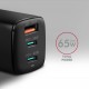 Зарядное устройство AXAGON 1xUSB + 2xUSB-C 65W QC4+ PD3.0 PPS black (ACU-DPQ65)