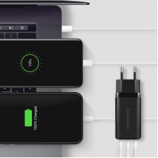 Зарядное устройство AXAGON 1xUSB + 2xUSB-C 65W QC4+ PD3.0 PPS black (ACU-DPQ65) - Фото