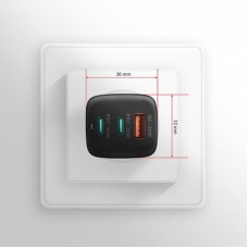 Зарядное устройство AXAGON 1xUSB + 2xUSB-C 65W QC4+ PD3.0 PPS black (ACU-DPQ65) - Фото