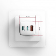 Зарядное устройство AXAGON 1xUSB + 2xUSB-C 65W QC4+ PD3.0 PPS white (ACU-DPQ65W) - Фото