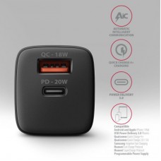 Зарядное устройство AXAGON 1xUSB QC3.0 + 1xUSB-C PD20W black (ACU-PQ20) - Фото