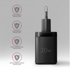 Зарядное устройство AXAGON 1xUSB QC3.0 + 1xUSB-C PD20W black (ACU-PQ20) - Фото