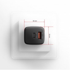 Зарядное устройство AXAGON 1xUSB QC3.0 + 1xUSB-C PD20W black (ACU-PQ20) - Фото