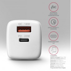 Зарядное устройство AXAGON 1xUSB QC3.0 + 1xUSB-C PD20W white (ACU-PQ20W) - Фото