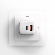 Зарядное устройство AXAGON 1xUSB QC3.0 + 1xUSB-C PD20W white (ACU-PQ20W) - Фото