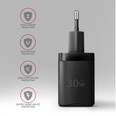 Зарядное устройство AXAGON 1xUSB QC4.0 + 1xUSB-C PD30W PPS black (ACU-PQ30) - Фото