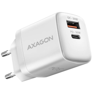 Зарядное управление AXAGON 1xUSB QC4.0 + 1xUSB-C PD30W PPS white (ACU-PQ30W)