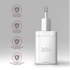 Зарядное устройство AXAGON 1xUSB QC4.0 + 1xUSB-C PD30W PPS white (ACU-PQ30W) - Фото
