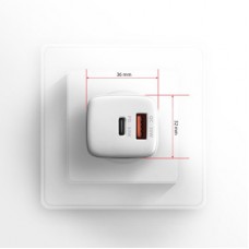 Зарядное устройство AXAGON 1xUSB QC4.0 + 1xUSB-C PD30W PPS white (ACU-PQ30W) - Фото