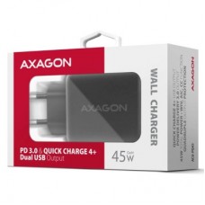 Зарядное устройство AXAGON 1xUSB QC4.0 + 1xUSB-C PD45W PPS black (ACU-PQ45) - Фото