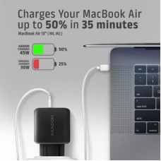 Зарядное устройство AXAGON 1xUSB QC4.0 + 1xUSB-C PD45W PPS black (ACU-PQ45) - Фото