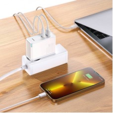 Зарядний пристрій Baseus 1xUSB-C + 1xUSB GaN 100 W + cable USB-C to USB-C white (CCGP090202) - Фото