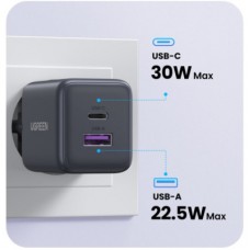 Зарядний пристрій UGREEN 1xUSB-C PD30W + 1xUSB QC3.0 GaN X516 gray (55539) - Фото